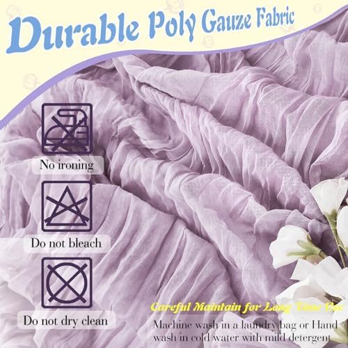 Lilac Cheesecloth Table Runner 6 Pack 35" Boho Gauze Runner 120 inches Long Runner Rustic Sheer Fabric Bulk for Baby Shower Wedding Bridal Birthday Party Picnic Table Decorations - Image 6