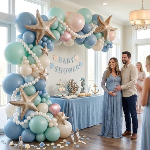 tarfish Balloon Arch Kit, Under The Sea Birthday Decorations with 3 Starfish Foil Balloons, Ocean Theme Party Decorations for Ocean Baby Shower, Beach Birthday, Sea You Soon Baby Shower, Coastal Party - Image 7