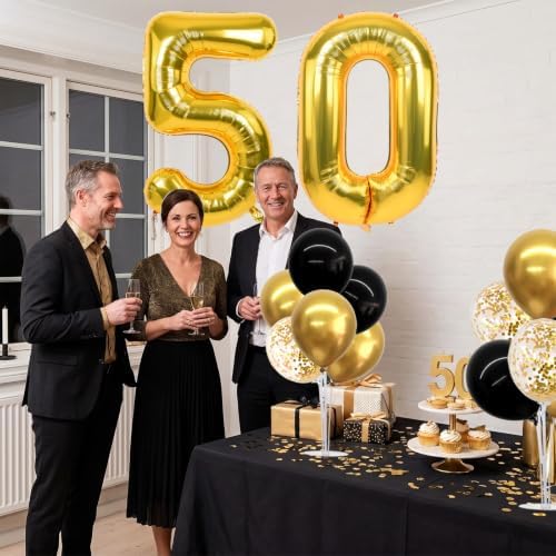TONIFUL 4 Set Black Gold 50 Balloon Stand Balloon Centerpieces for Table - Image 6