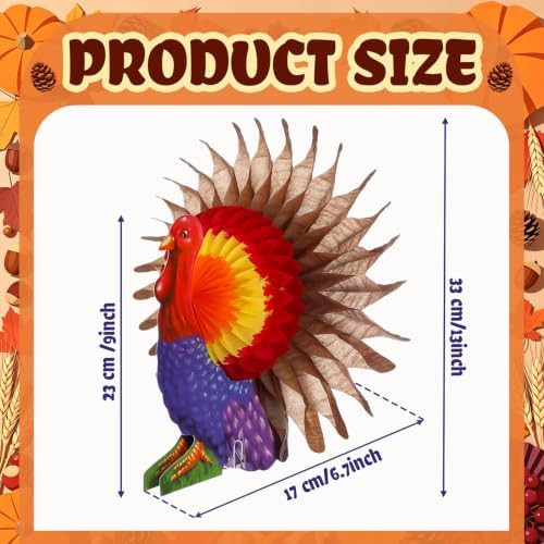 Fourluoo 12 Pcs Fall Thanksgiving Table Decor Turkey Honeycomb Centerpiece - Image 3