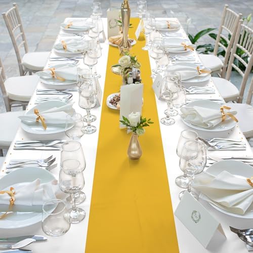 6Pcs White and Gold Tablecloth Party Decorations,Plastic White Table Cloth Printed Gold Table Runner Disposable Rectangle Table Cover for Birthday Wedding Anniversary Graduation Party,54 x108 Inch - Image 6