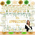 We Appreciate You Party Decorations Sage Green Gold Thank You for All You Do Banner Honeycomb Centerpieces Hanging Swirls Kit for Office Employee Pastor Teacher Doctor Appreciation Party Gift Decor by Wayyogh