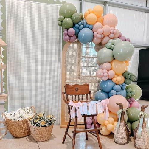 Pink Blue Green Balloon Arch Garland Kit for Wildflower Baby Shower Decor - Image 3