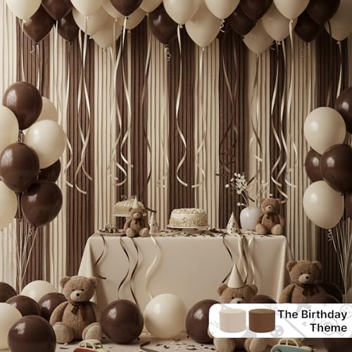 PartyWoo Brown Crepe Paper 10pcs 820 FT Boho Neutral White Streamers - Image 2