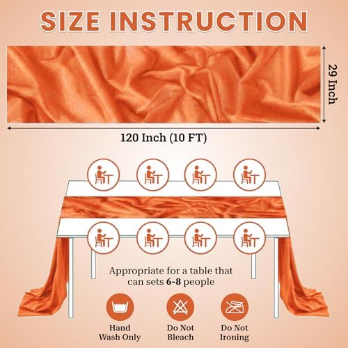 Pack of 5 Chiffon Table Runners 29 x 120 Inch, 10FT Long - Orange - Image 3