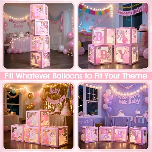 Ledido Baby Boxes with Letters & Balloons & Fairy Lights for Baby Shower - Image 6