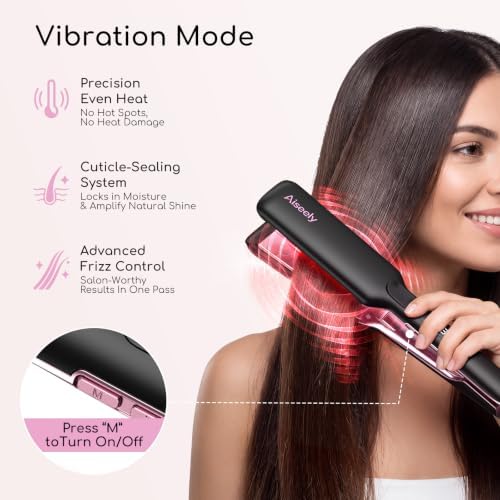 AISEELY 1.75" Infrared Hair Straightener, Wide Plate Hair Straightener, 9 Temp Control, 30S Fast Heating & Digital LED Display, Dual Voltage for All Hair Types - Image 4