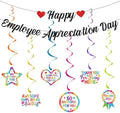 Black Glittery Happy Employee Appreciation Day Banner and Staff Appreciation Hanging Swirl Decorations Thank You Employee Garland Banner Employee Appreciation Day Party Decorations Supplies by JKQ