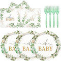 72pcs Oh Baby Eucalyptus Paper Plates and Napkins Set, 7inch Sage Greenery Baby Shower Party Plate Decorations Disposable Green Leaf Party Supplies for Boys or Girls Gender Reveal Birthday Baby Shower by Unknown