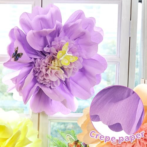 SUNBEAUTY Pastel Paper Flower Butterfly Decorations 20'' Giant Crepe Flowers Large Tissue Paper Flowers Decorations 3D Paper Butterfly for Wall Birthday Spring Wedding Backdrop Bridal Shower Classroom - Image 6