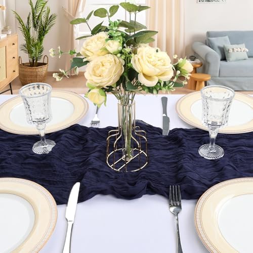 6 Pack 10Ft Navy Blue Cheesecloth Table Runner 23 x 120 Inch - Image 4