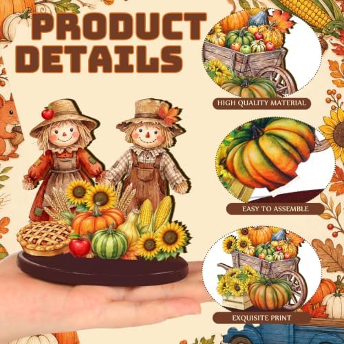 Wesiti 12 Pcs Thanksgiving Turkey Table Decoration, Wooden Fall Centerpiece - Image 4