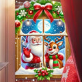 BlissYard Christmas Window Banner Reindeer Santa 31x47 Inch Polyester by BlissYard