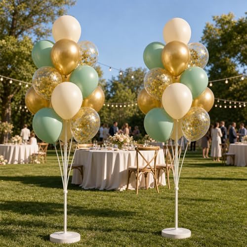 Sage Green Gold Balloon Column Stand Kit with Base Pole,for Party Decor - Image 7