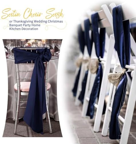 60 PCS Navy Blue Satin Chair Sashes, 7 x 108 Inch - Image 7