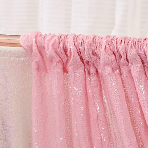 Poise3EHome Pink Sequin Backdrop Curtain, 2 Panels 2Ft x 8Ft Glitter Photography Background for Party Baby Shower Wedding Birthday Christmas Thanksgiving Halloween Decoration - Image 4