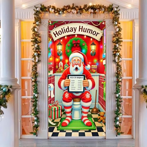 BlissYard Door Cover Christmas Santa Bathroom 35x71 Inch Polyester - Image 3