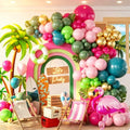 146Pcs Tropical Flamingo Balloon Arch Garland Kit, Hot Pink Dark Green Light Pink Lake Blue Gold with Flamingo Foil Balloons for Hawaiian Luau Aloha Summer Beach Birthday Party Decorations by Woaipati