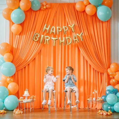 16x10FT Orange Backdrop Curtains for Wedding Parties, Wrinkle Free Polyester Photography Backdrop Drapes for Wedding Baby Shower Birthday Parties Stage Background Stand Decorations 4x10ft,4 Panels - Image 5