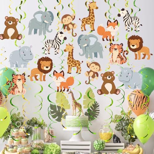 Safari Animal Party Streamers, 48 Pcs Jungle Theme Hanging Swirl Decorations - Hippo, Lion, Zebra & More for Birthday, Holiday, Classroom & Party Decor - Image 5