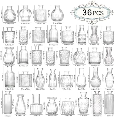 Bud Vases Set of 36,Small Vases for Centerpieces, Glass Bud Vase in Bulk, Mini Vintage Flowers Vase for Wedding, Home Table Decor,Christmas,Party Decoration,Clear - Image 3