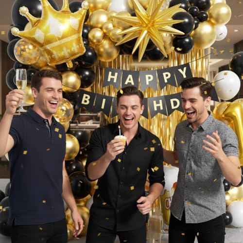 21st Birthday Decorations for Him 150pcs with Number 21 Foil Balloon Fringe Curtains White Black and Gold Balloons Arch Kit for 21st Birthday Decorations Graduation Birthday Balloons for Bed - Image 7
