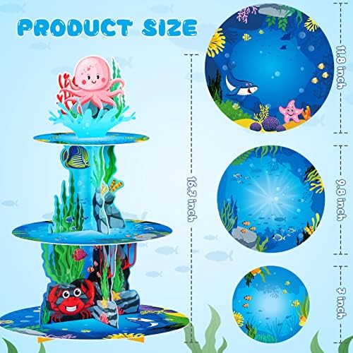 BenLouis 3Tier Under the Sea Cupcake Stand Birthday Party Decorations - Image 2