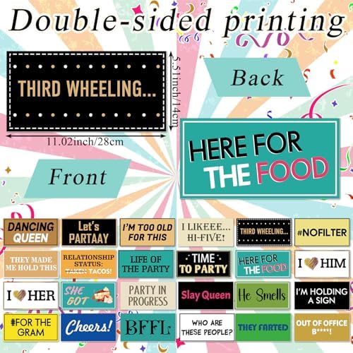 Beeveer 24 Designs Funny Photo Booth Props, Double Sided PVC Signs - Image 4