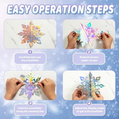 Snowflake Decorations, Paper Christmas Hanging Decor Indoor, 24-Pc - Image 4