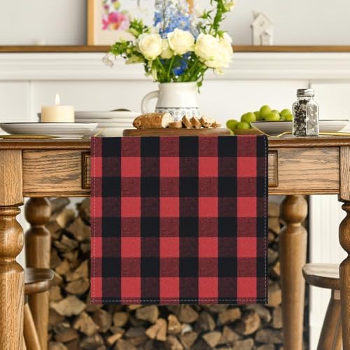 Artoid Mode Red and Black Buffalo Check Summer Table Runner 13x36 Inch - Image 2
