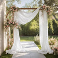 White Wedding Arch Draping Fabric Sheer Curtain Drapes 3 Panels | 20 ft Extra Long Shimmery Backdrop Curtains for Wedding Anniversary Party Summer Outdoor Events Drapery Photo Backgrounds by Aeviusmo