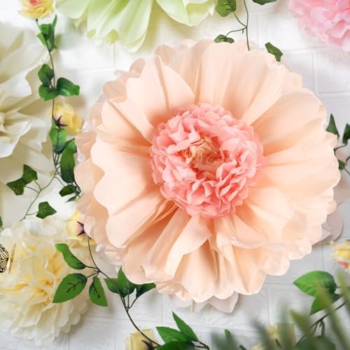 SUNBEAUTY 4 PCS 20" Sage Green Giant Paper Flowers Large Crepe Paper Tissue Flowers Artificial Decorations for Spring Summer Flower Wall Backdrop Birthday Party Wedding Baby Shower Bridal Easter Decor - Image 4