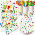 Pickmesh 400 Pcs Polka Dots Happy Birthday Plates and Napkins Set by Pickmesh
