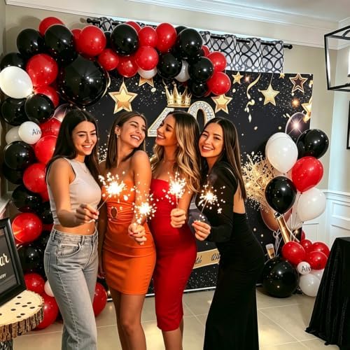 Red and Black Latex Balloons, 50Pcs 12inch Black Red White Party Balloons for Birthday,Wedding,Casino Party, Race Car Party,Graduation Decorations - Image 2
