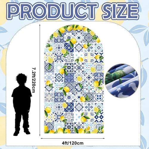 VitalCozy Blue Tiles Lemon 7.2ft Amalfi Coast Arch Cover for Parties - Image 4