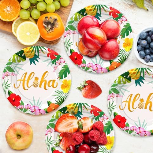 36PCS Aloha Plates Hawaiian Luau Plates for Tropical Party Decorations - Image 5