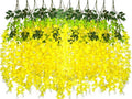 AITISOR 24 Pack Artificial Fake Wisteria Vine Ratta (3.75 Feet) Hanging Garland Silk Flowers String Home Party Wedding Decor (Yellow) by AITISOR