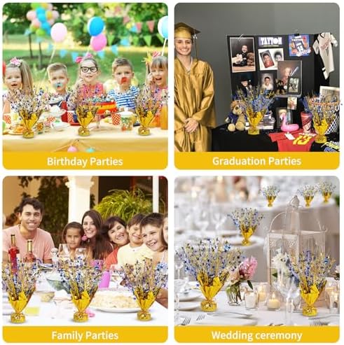 6 Pack Metallic Foil Spary Centerpieces for Tables, Gold Navy Blue Centerpieces for Tables Decorations, Star Brust Table Centerpieces for Birthday Graduation Wedding Baby Shower Party - Image 5