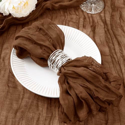 DeZerlor Brown Washable Cheesecloth Napkins Set of 20 for Wedding Party by DeZerlor