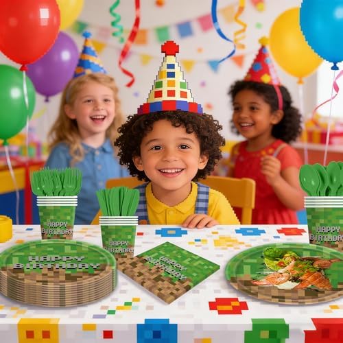 140pcs Green Birthday Party Decorations Green Plates Napkins Party Supplies Disposable Paper Cups Tableware Set for Boys Kid Teen Birthday Decor Serves 20 - Image 7