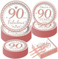 50 Guests 90th Birthday Decorations for Women, Rose Gold 90th Birthday Plates and Napkins Party Supplies 90th Year Fabulous Birthday Disposable Paper Tableware Cheers to 90 Years Dinnerware 200PCS by gisgfim