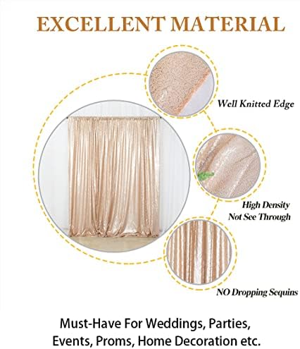 ShinyBeauty PHOTOBOOTH Background Best Choice-7FTx7FT-Champagne-Sequin Photography Backdrop Curtains for Wedding - Image 4