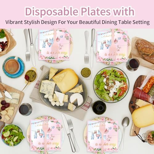 75PCS Floral Baby Girl Shower Plates and Napkins Decorations Party Favors, 7Inch A Sweet Baby Is on Her Way Paper Dessert Plates Disposable Tableware Party Supplies - Image 5
