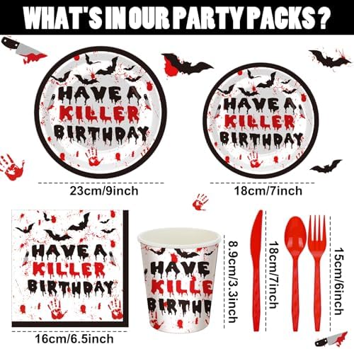 168 Have a Killer Party Supplies Horror Birthday Tableware Set - Image 2