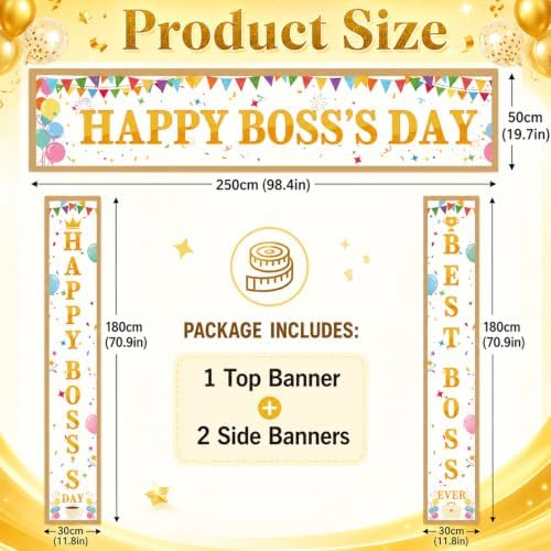 SmoothNovelty 3 Pcs Yellow Happy Boss's Day Banner - Image 3