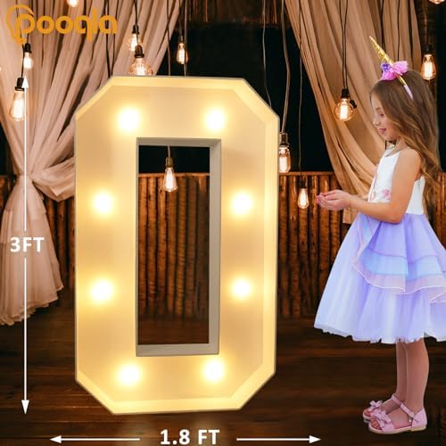 Pooqla 3 FT Marquee Numbers, Light Up Number 0 Birthday Decorations - Image 5