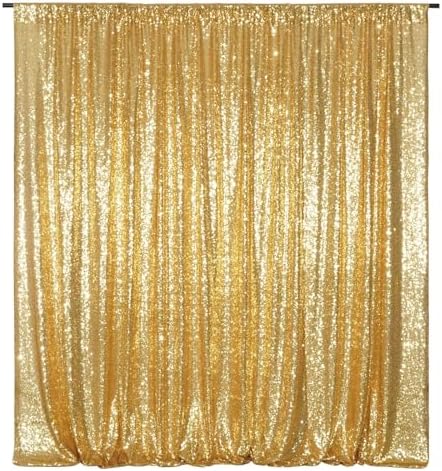 Poise3EHome Gold Sequin Backdrop, 6FT x 8FT Glitter Curtain for Weddings, Parties, Photo Booth Decor by Poise3EHome