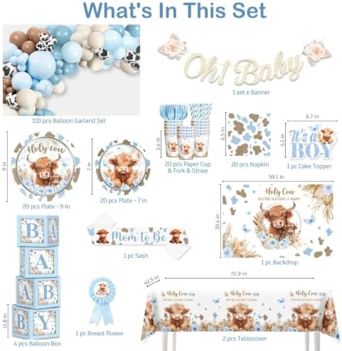 Cocomigo 241pcs Highland Cow Baby Shower Decorations, Serves 20 - Image 3