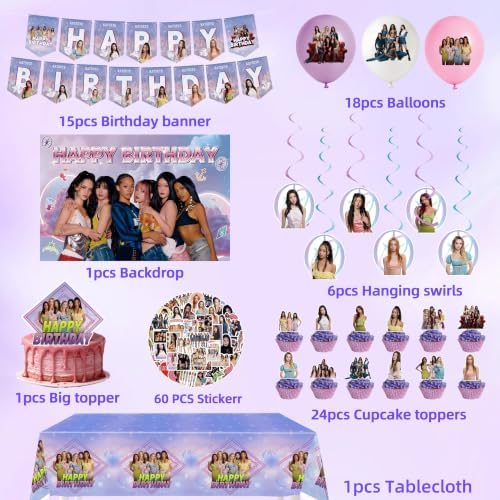 ULK 106 Pcs Katseye Birthday Decorations, Party Supplies Set Including 60 Stickers，Backdrop，Balloons，Hanging Swirls, Cake Toppers And Cupcake Toppers For Fans Birthday Party - Image 2