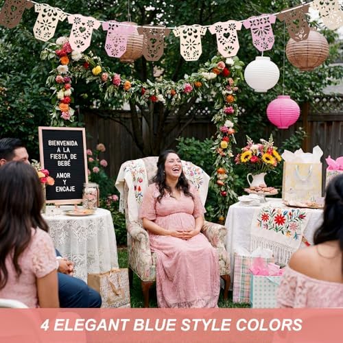 AmazingSpark 4 Set Cielito Lindo Baby Shower Garland 48 Pcs Pink Papel Picado Party Decorations Mexican Lace Baby Bodysuit Banner Card with Hanging String for Gender Neutral Party Supplies - Image 4